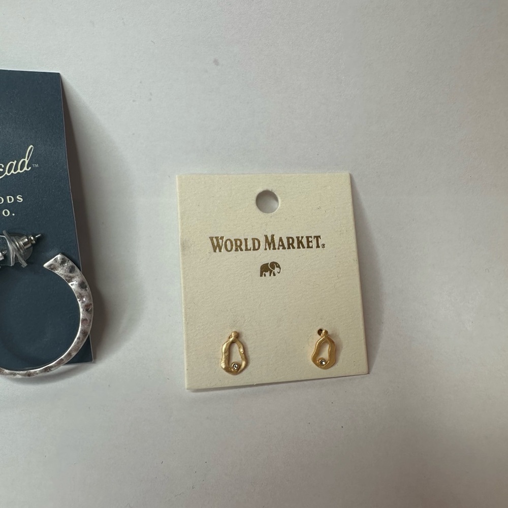Universal Thread Silver Hoop and World Market gold stud Earrings set - Picture 4 of 5